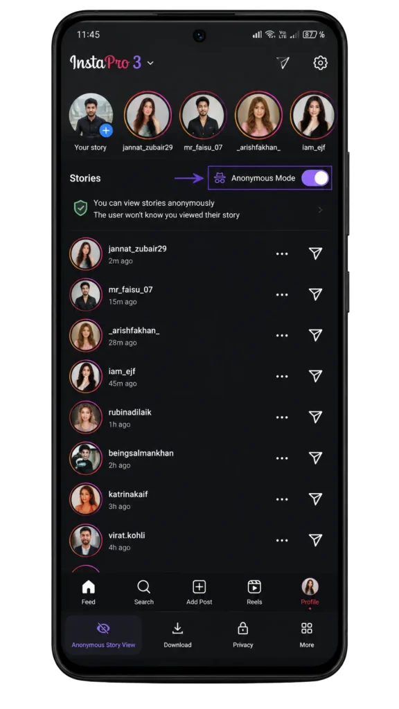 InstaPro3 APK Download V15.70 (Latest Version 2026) For Android 2 Anonymous Story View insta pro 3