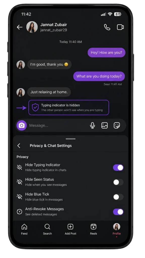InstaPro3 APK Download V15.70 (Latest Version 2026) For Android 3 Hide Typing Indicator insta pro 3